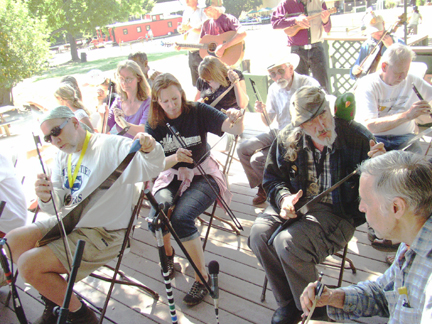 A detail of the crowd that was jamming the stage for the Chorus.